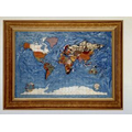 Gemstone Globe Map w/ Marine Blue Opalite Ocean in a Contempo Frame